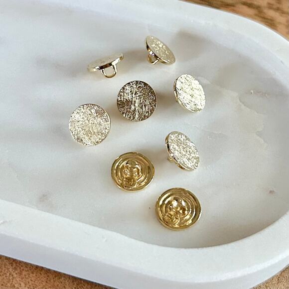 St. John Golden Toned Etched Round Buttons Set - Picture 1 of 6